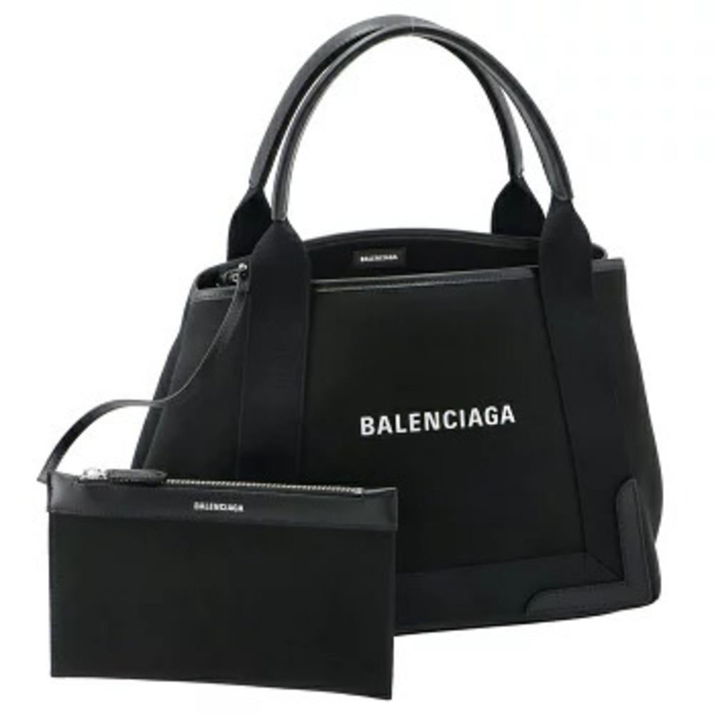 Balenciaga Tote Bag Navy Blue Cabas Canvas Black - Picture 1 of 8